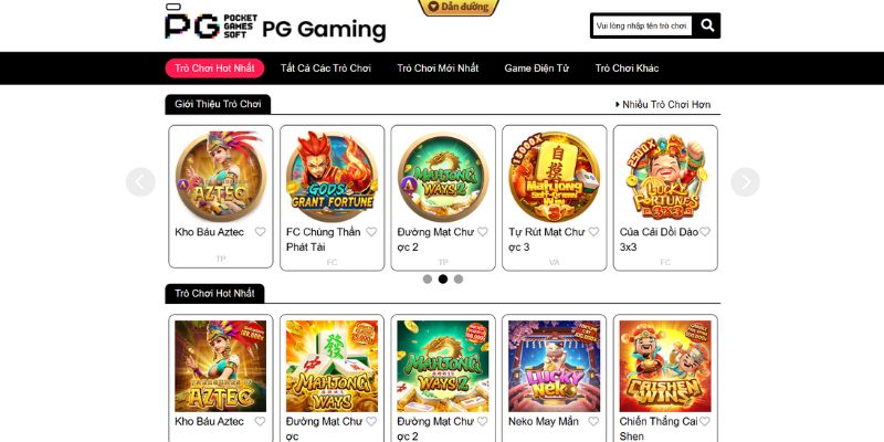 Kho game quay hũ chất lượng cao của sảnh PG cung cấp